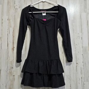 With Jules Black Tiered Ruffle Drop Waist Sparkle Dress & Shrug Set Size Large